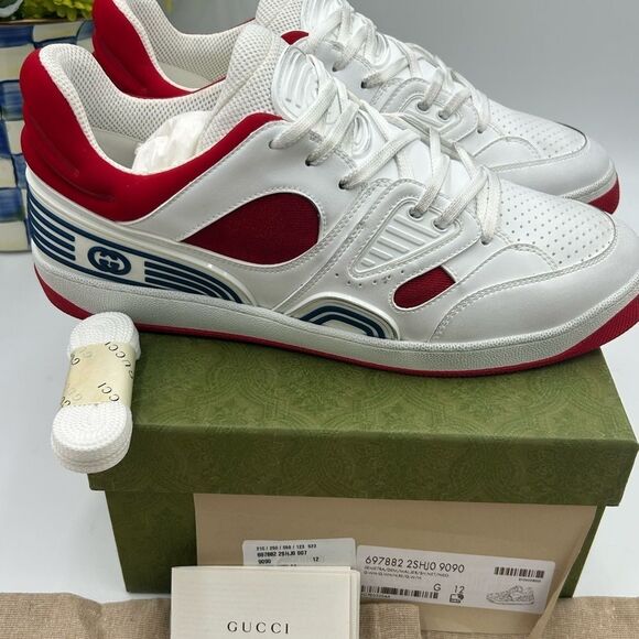 Men’s Gucci, leather low top basket sneakers size 12 made in Italy - Picture 9 of 10